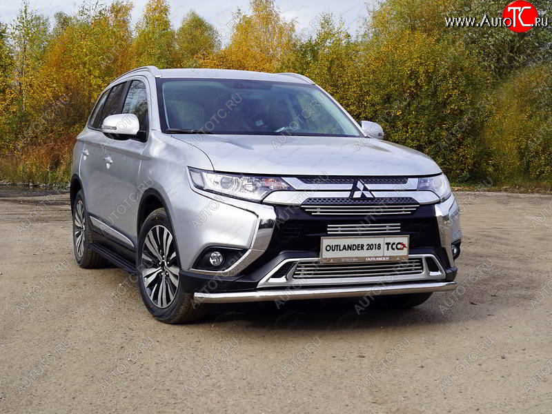 22 999 р. Защита передняя нижняя длинная 60,3 мм ТСС Тюнинг Mitsubishi Outlander GF 3-ий рестайлинг (2018-2022) (нержавейка)  с доставкой в г. Набережные‑Челны