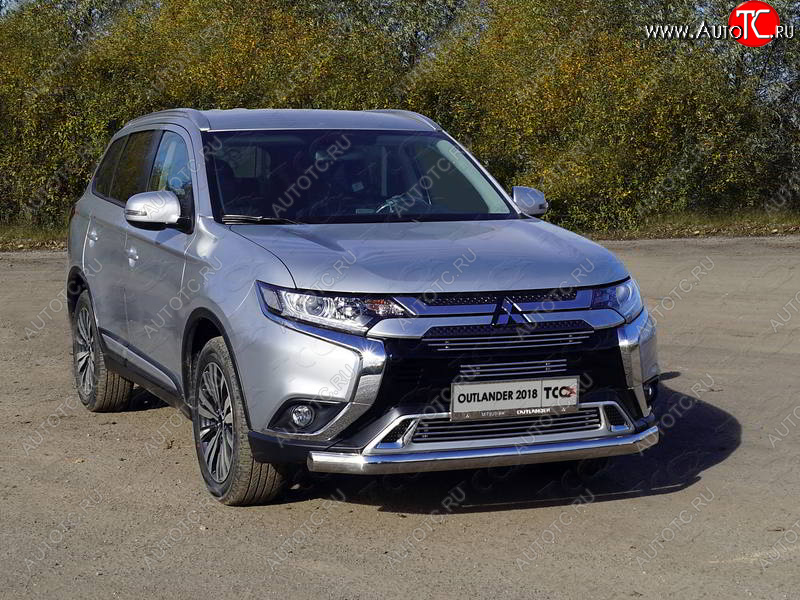 23 599 р. Защита переднего бампера нижняя овальная 75*42 мм ТСС Тюнинг Mitsubishi Outlander GF 3-ий рестайлинг (2018-2022) (нержавейка)  с доставкой в г. Набережные‑Челны