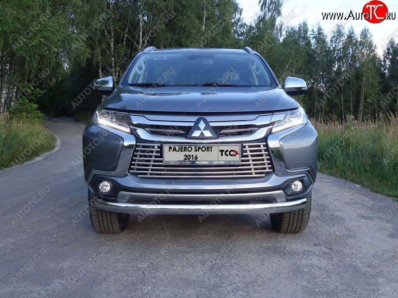 20 699 р. Защита переднего бампера нижняя овальная 75*42 мм ТСС Тюнинг  Mitsubishi Pajero Sport  PB (2013-2017) рестайлинг (нержавейка)  с доставкой в г. Набережные‑Челны