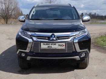 Декоративная вставка переднего бампера ТСС Тюнинг Mitsubishi Pajero Sport QE дорестайлинг (2015-2021) ()