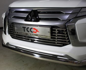 Декоративная вставка переднего бампера ТСС Тюнинг Mitsubishi Pajero Sport QF рестайлинг (2019-2022) ()