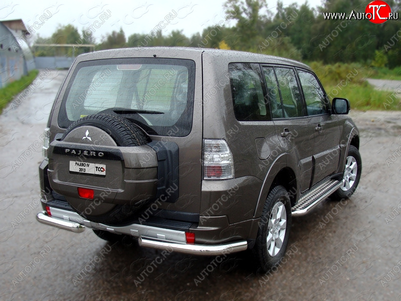 22 999 р. Защита задняя (уголки, нержавейка 76,1 мм) ТСС Тюнинг  Mitsubishi Pajero  4 V80 (2011-2014) 3 дв. 1-ый рестайлинг  с доставкой в г. Набережные‑Челны