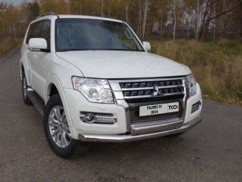 Защита передняя нижняя двойная 76,1*75 мм ТСС Тюнинг Mitsubishi (Митсубиси) Pajero (Паджеро)  4 V90 (2014-2020) 4 V90 2-ой рестайлинг ()