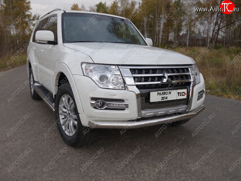 18 699 р. Защита переднего бампера нижняя 76,1 мм ТСС Тюнинг  Mitsubishi Pajero  4 V90 (2014-2020) 2-ой рестайлинг (нержавейка)  с доставкой в г. Набережные‑Челны