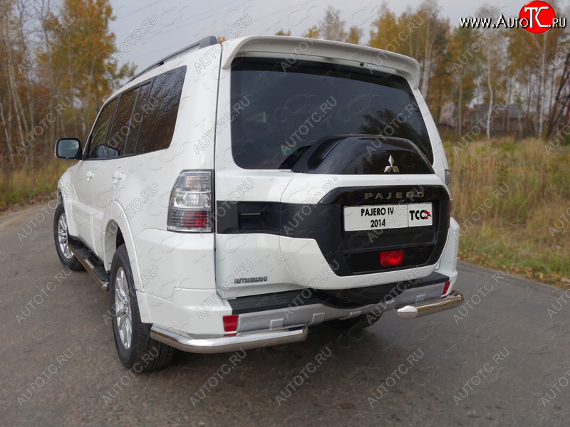 22 999 р. Защита задняя (уголки, нержавейка 76,1 мм) ТСС Тюнинг  Mitsubishi Pajero  4 V90 (2014-2020) 2-ой рестайлинг  с доставкой в г. Набережные‑Челны