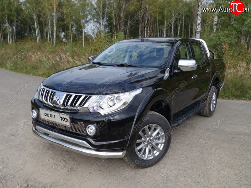 19 999 р. Защита переднего бампера нижняя d76,1 мм ТСС Тюнинг Mitsubishi L200 5 KK,KL дорестайлинг (2015-2019) (нержавейка)  с доставкой в г. Набережные‑Челны