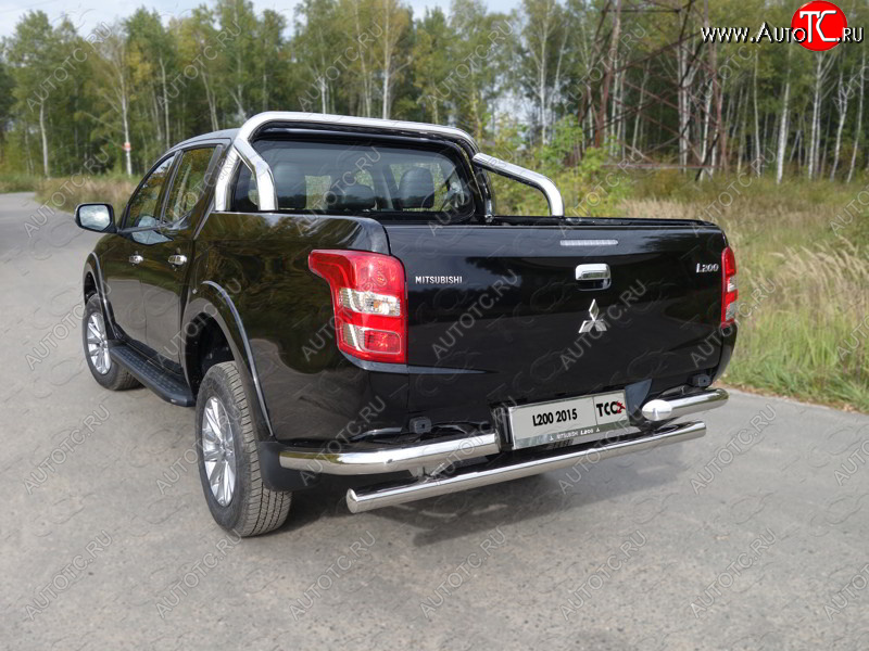 27 999 р. Защита задняя (уголки, нержавейка 76,1 мм) ТСС Тюнинг  Mitsubishi Pajero Sport  PB (2013-2017) рестайлинг  с доставкой в г. Набережные‑Челны