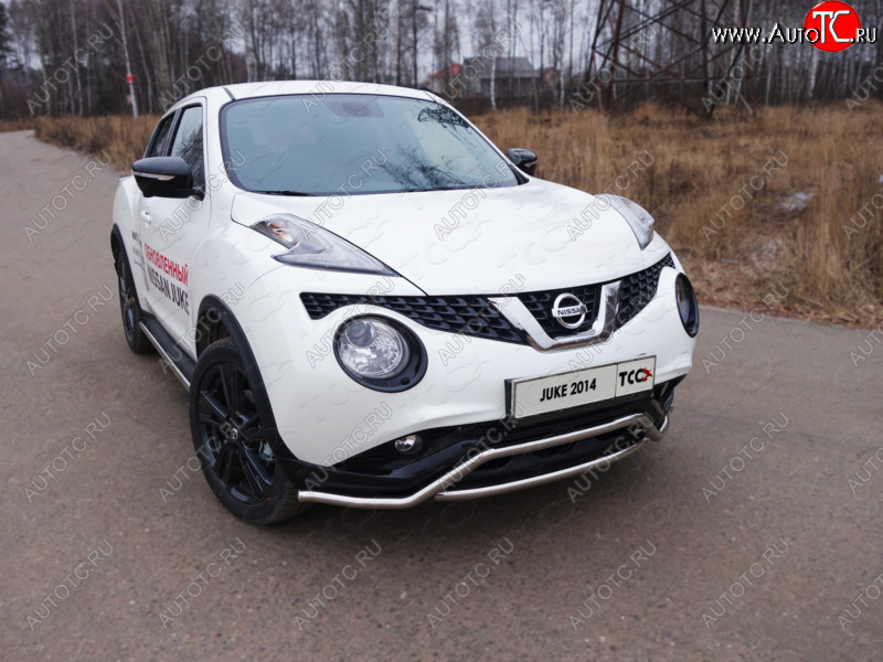 15 549 р. Защита переднего бампера кенгурин 42,4 мм ТСС Тюнинг Nissan Juke 1 YF15 рестайлинг (2014-2020) (нержавейка)  с доставкой в г. Набережные‑Челны