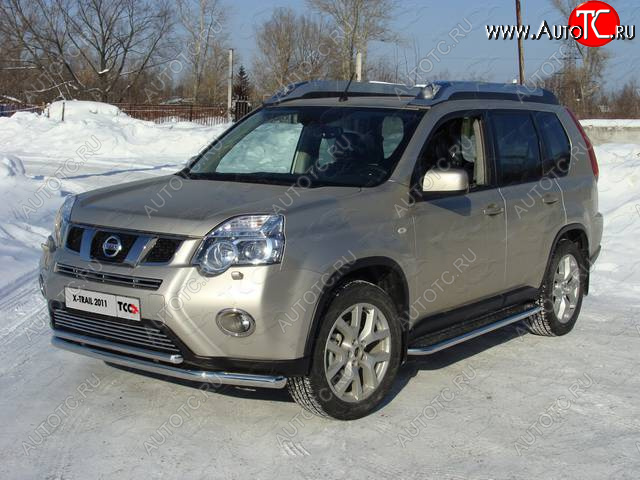 21 799 р. Защита переднего бампера нижняя d60,3*42,4 мм ТСС Тюнинг Nissan X-trail 2 T31 рестайлинг (2010-2015) (нержавейка)  с доставкой в г. Набережные‑Челны