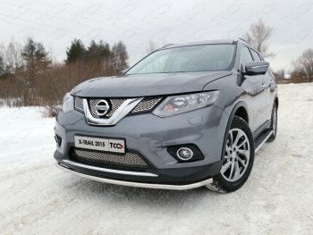 Защита переднего бампера нижняя 42,4 мм ТСС Тюнинг Nissan X-trail 3 T32 дорестайлинг (2013-2018) ()