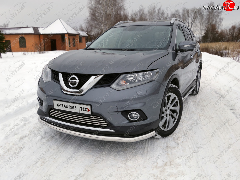 21 799 р. Защита передняя нижняя длинная 60,3 мм ТСС Тюнинг Nissan X-trail 3 T32 дорестайлинг (2013-2018) (нержавейка)  с доставкой в г. Набережные‑Челны