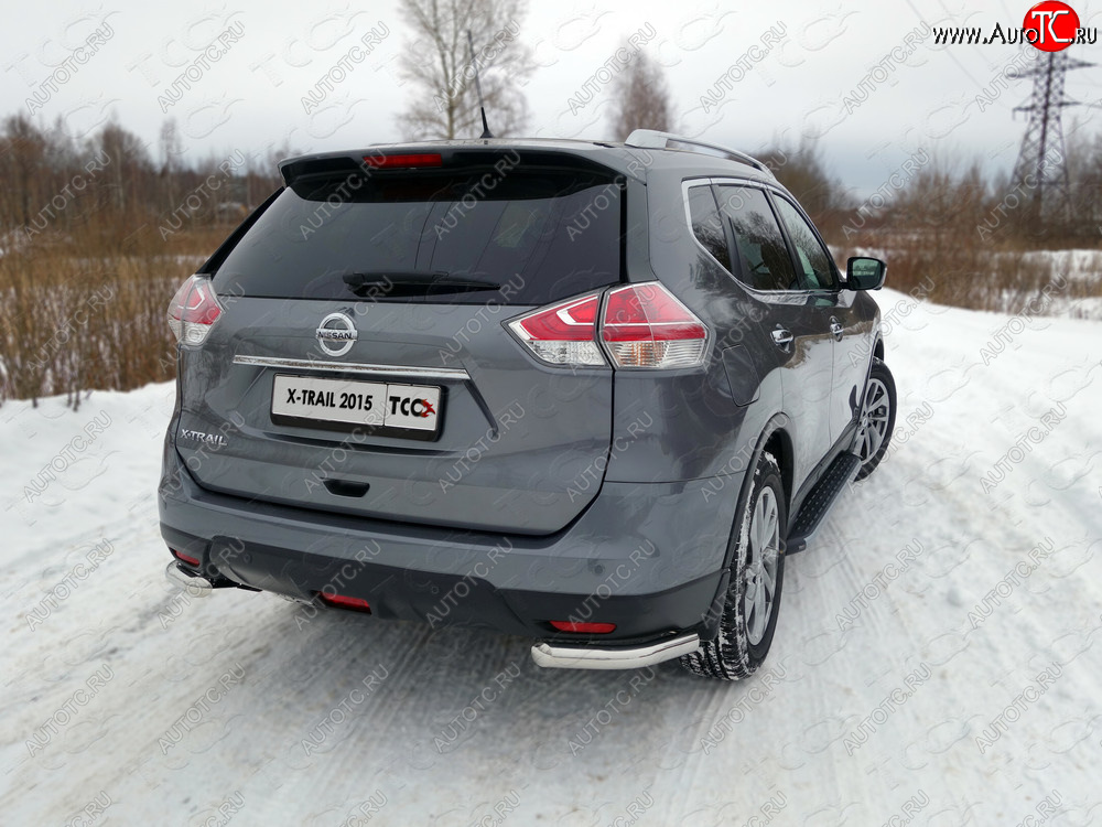 18 699 р. Защита заднего бампера (уголки, d60,3 мм) TCC Nissan X-trail 3 T32 дорестайлинг (2013-2018)  с доставкой в г. Набережные‑Челны