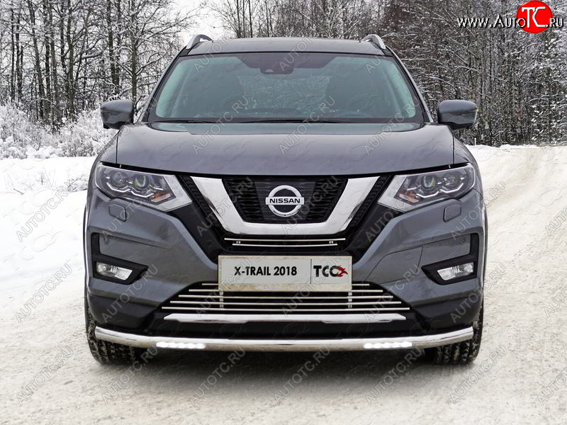 42 999 р. Защита переднего бампера нижняя с ДХО 60,3 мм ТСС Тюнинг Nissan X-trail 3 T32 рестайлинг (2017-2022) (нержавейка)  с доставкой в г. Набережные‑Челны