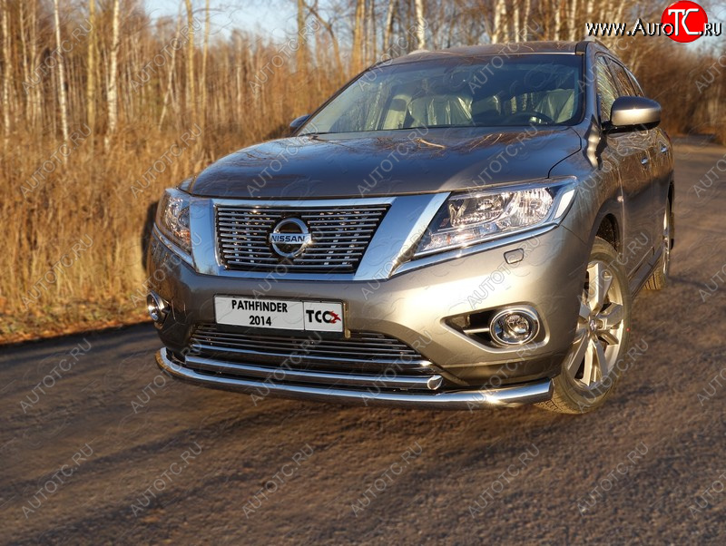 29 999 р.  Защита передняя нижняя двойная 76,1*50,8 мм Тюнинг  Nissan Pathfinder  R52 (2012-2017) дорестайлинг (нержавейка)  с доставкой в г. Набережные‑Челны