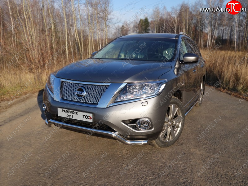 26 499 р. Защита переднего бампера кенгурин 60,3 мм ТСС Тюнинг Nissan Pathfinder R52 дорестайлинг (2012-2017) (нержавейка)  с доставкой в г. Набережные‑Челны