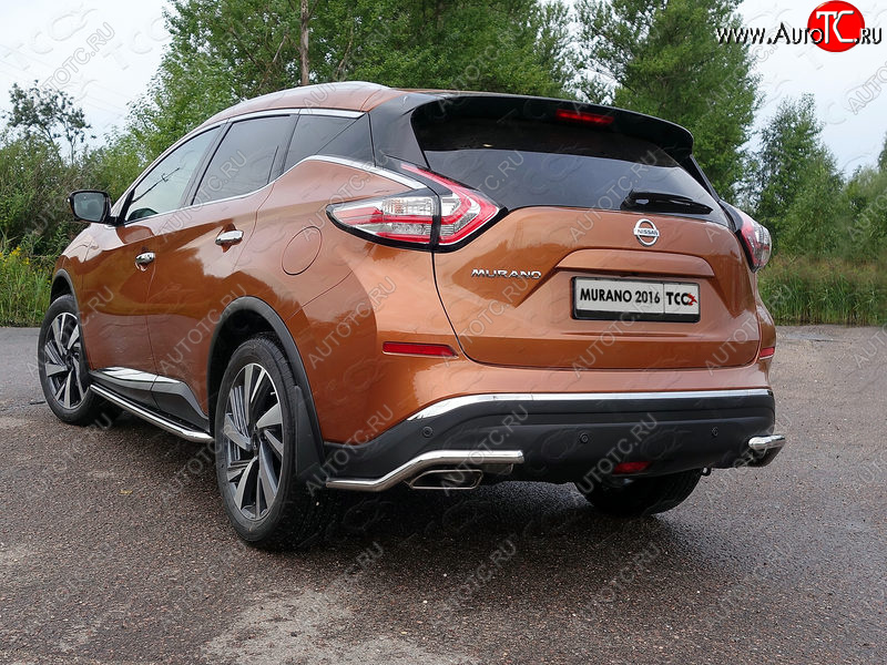 15 549 р. Защита заднего бампера (уголки, d42,4 мм) TCC Nissan Murano 3 Z52 дорестайлинг (2015-2022)  с доставкой в г. Набережные‑Челны