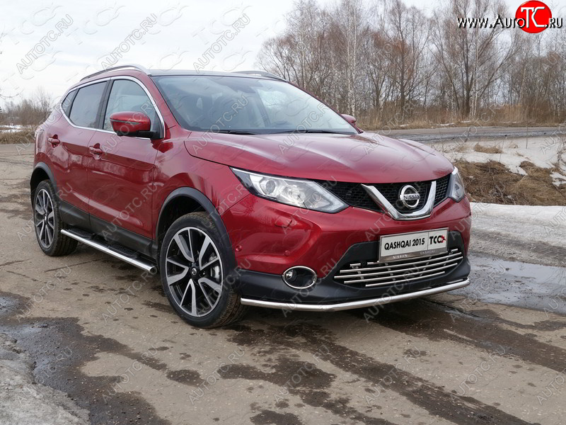 16 549 р. Защита переднего бампера нижняя 42,4 мм ТСС Тюнинг Nissan Qashqai 2 J11 дорестайлинг (2013-2019) (нержавейка)  с доставкой в г. Набережные‑Челны