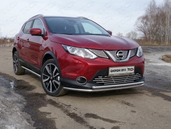 Защита переднего бампера нижняя двойная 42,4*42,4 мм ТСС Тюнинг Nissan (Нисан) Qashqai (Кашкай)  2 (2013-2019) 2 J11 дорестайлинг  (нержавейка)