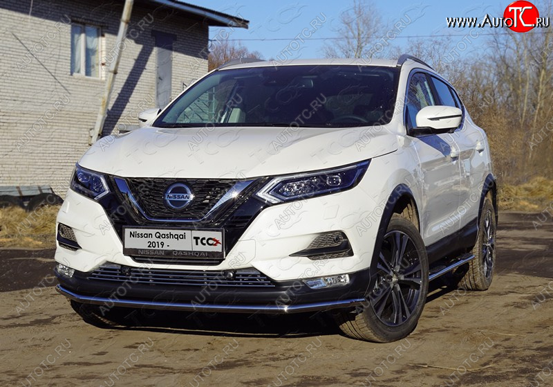 17 799 р. Защита переднего бампера нижняя 42,4 мм ТСС Тюнинг Nissan Qashqai 2 J11 рестайлинг (2017-2022) (нержавейка)  с доставкой в г. Набережные‑Челны