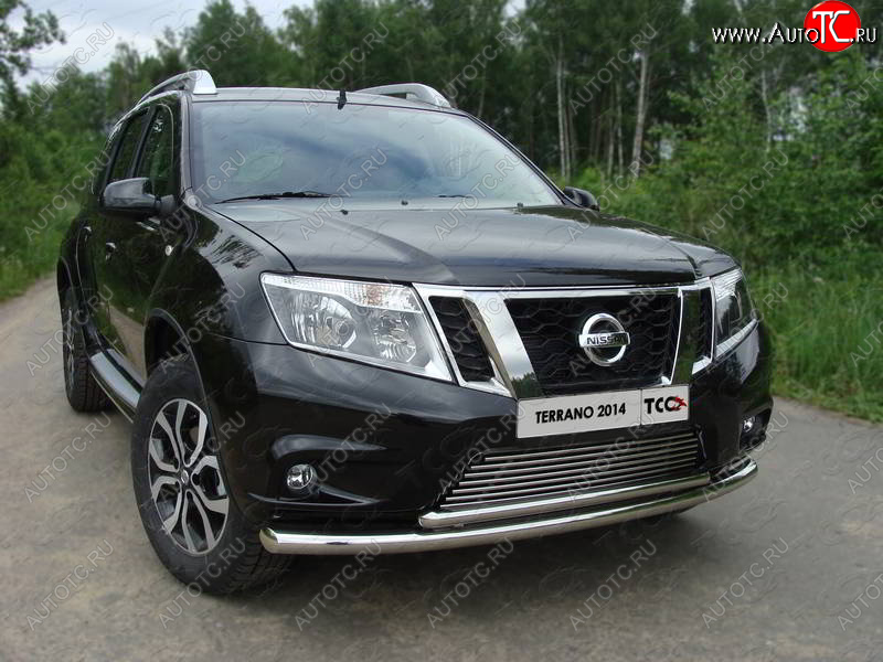 22 999 р. Защита передняя нижняя двойная 60,3*42,4 мм ТСС Тюнинг Nissan Terrano D10 дорестайлинг (2013-2016) (нержавейка)  с доставкой в г. Набережные‑Челны