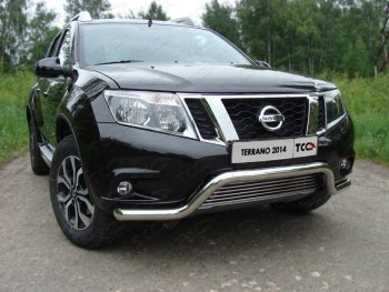 Защита переднего бампера кенгурин с решеткой 60,3*12 мм ТСС Тюнинг Nissan Terrano D10 дорестайлинг (2013-2016) ()