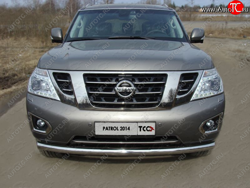 30 999 р. Защита переднего бампера нижняя 76,1 мм ТСС тюнинг Nissan Patrol 6 Y62 рестайлинг (2014-2017) (нержавейка)  с доставкой в г. Набережные‑Челны