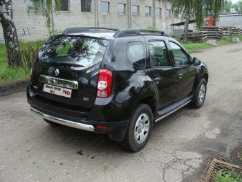 15 899 р. Защита задняя (овальная короткая 75х42 мм) ТСС Тюнинг Renault Duster HS дорестайлинг (2010-2015) (овальная короткая)  с доставкой в г. Набережные‑Челны. Увеличить фотографию 1