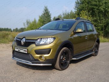 Защита переднего бампера нижняя d42,4 мм ТСС Тюнинг Renault (Рено) Sandero Stepway (Сандеро-Степвэй)  (B8) (2014-2018) (B8) дорестайлинг  (нержавейка)