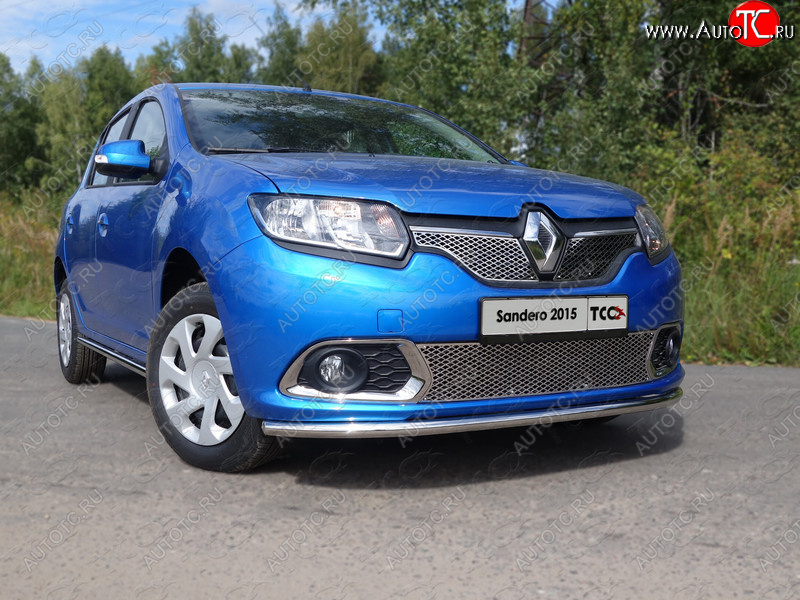 10 499 р. Защита переднего бампера нижняя d42,4 мм ТСС Тюнинг  Renault Sandero  (B8) (2014-2018) дорестайлинг (нержавейка)  с доставкой в г. Набережные‑Челны