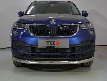 Защита переднего бампера нижняя с ДХО 60,3 мм ТСС Тюнинг Skoda Karoq NU7 рестайлинг (2020-2024)  (нержавейка)