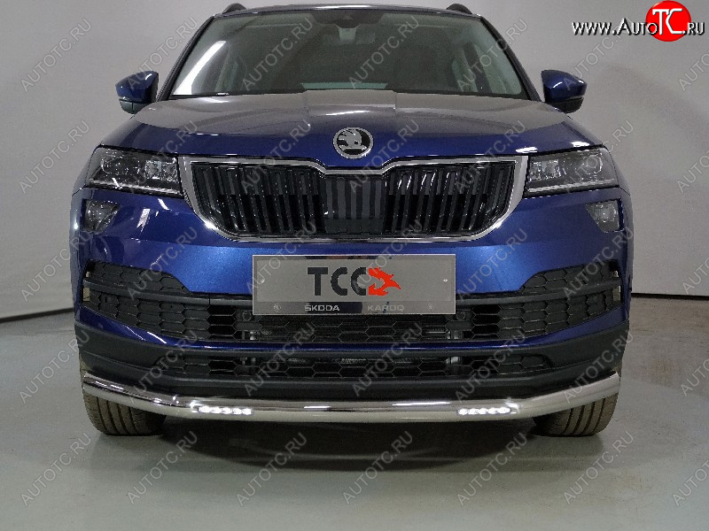 36 849 р. Защита переднего бампера нижняя с ДХО 60,3 мм ТСС Тюнинг Skoda Karoq NU7 рестайлинг (2020-2024) (нержавейка)  с доставкой в г. Набережные‑Челны