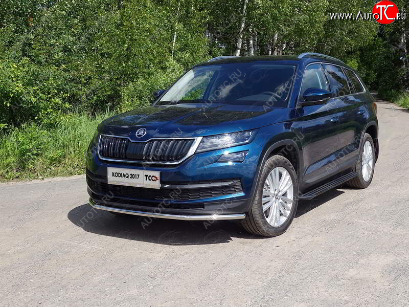 16 899 р. Защита переднего бампера нижняя d42,4 мм ТСС Тюнинг Skoda Kodiaq NU7 дорестайлинг (2017-2021) (нержавейка)  с доставкой в г. Набережные‑Челны