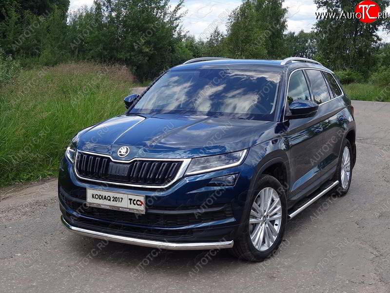 18 699 р. Защита переднего бампера нижняя d60,3 мм ТСС Тюнинг Skoda Kodiaq NU7 дорестайлинг (2017-2021) (нержавейка)  с доставкой в г. Набережные‑Челны