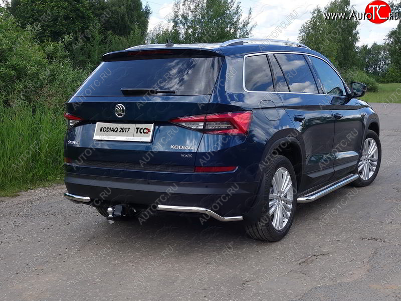 13 999 р. Защита заднего бампера (уголки, d42,4 мм) TCC Skoda Kodiaq NU7 дорестайлинг (2017-2021)  с доставкой в г. Набережные‑Челны