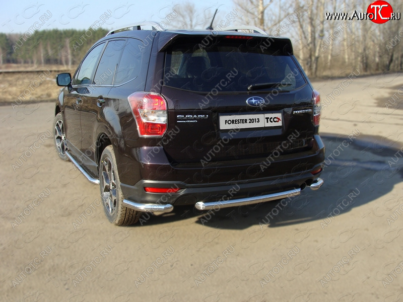 18 699 р. Защита заднего бампера (уголки, d60,3 мм) TCC  Subaru Forester  SJ (2012-2016) дорестайлинг  с доставкой в г. Набережные‑Челны