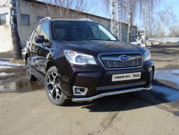 Защита переднего бампера нижняя d60,3 мм ТСС Тюнинг Subaru (Субару) Forester (Форестер)  SJ (2012-2016) SJ дорестайлинг  (нержавейка)