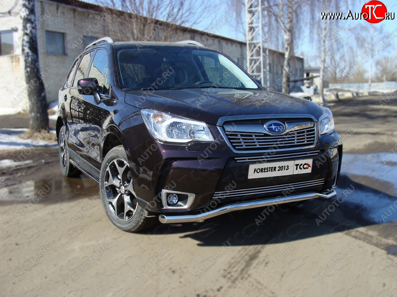 20 999 р. Защита переднего бампера нижняя d60,3 мм ТСС Тюнинг  Subaru Forester  SJ (2012-2016) дорестайлинг (нержавейка)  с доставкой в г. Набережные‑Челны