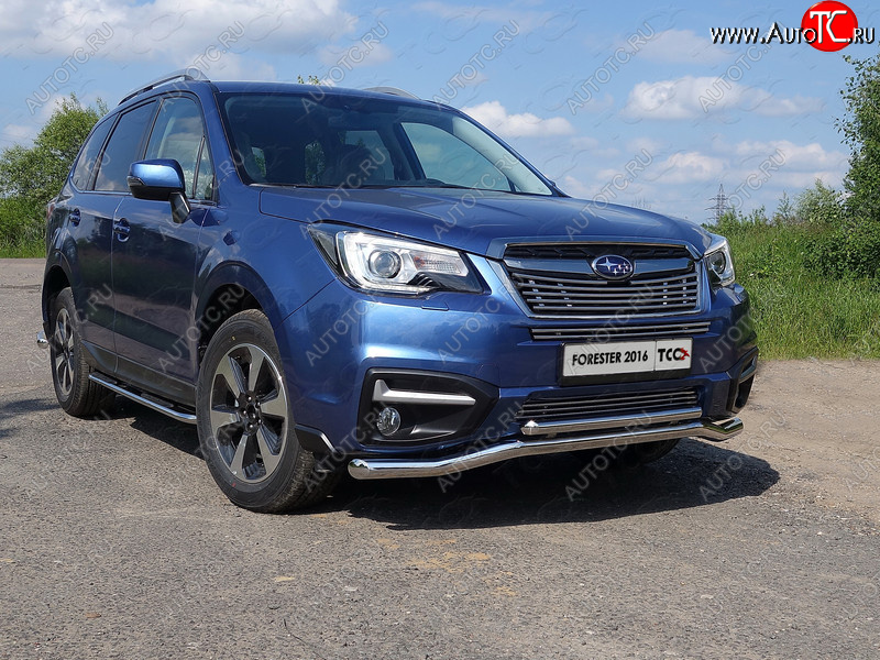 4 649 р. Нижняя декоративная вставка в бампер ТСС Тюнинг  Subaru Forester  SJ (2016-2019) рестайлинг (d 12 мм)  с доставкой в г. Набережные‑Челны