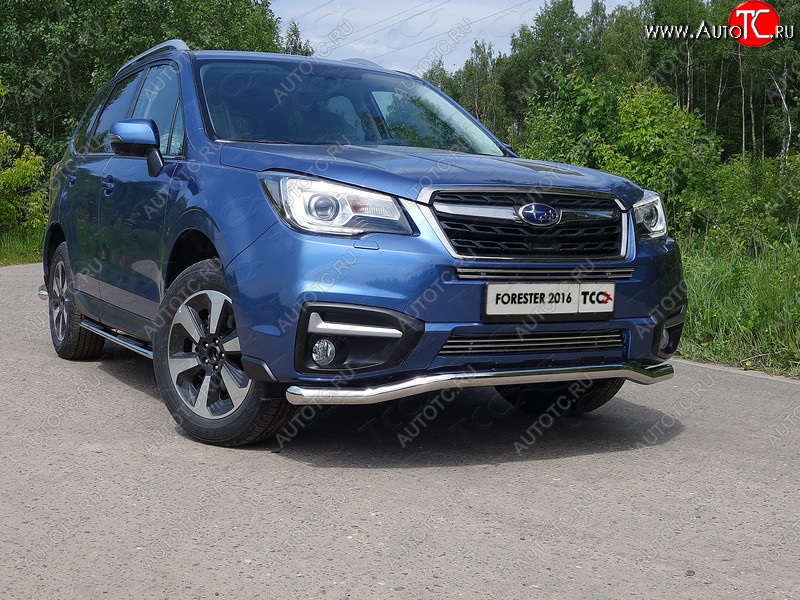 21 799 р. Защита переднего бампера нижняя d60,3 мм ТСС Тюнинг Subaru Forester SJ рестайлинг (2016-2019) (нрежавейка)  с доставкой в г. Набережные‑Челны