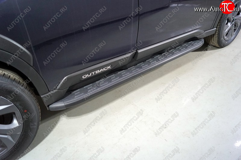 21 349 р. Пороги алюминиевые с пластиковой накладкой ТСС Тюнинг  Subaru Outback  BT (2019-2024) универсал (карбон черные)  с доставкой в г. Набережные‑Челны