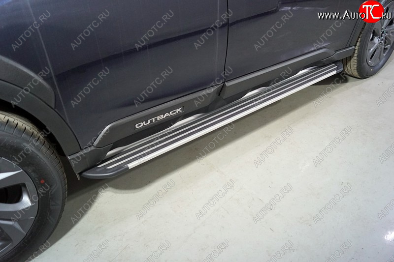 20 899 р. Пороги алюминиевые Slim Line ТСС Тюнинг  Subaru Outback  BT (2019-2024) универсал (Silver)  с доставкой в г. Набережные‑Челны