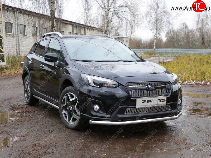 17 999 р. Защита переднего бампера нижняя d60,3 мм ТСС Тюнинг  Subaru XV  GT/G24 (2017-2021) дорестайлинг (нержавейка)  с доставкой в г. Набережные‑Челны