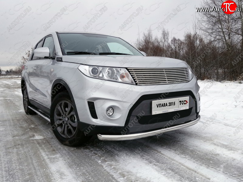 16 899 р. Защита переднего бампера нижняя d60,3 мм ТСС Тюнинг Suzuki Vitara LY дорестайлинг (2015-2019) (нержавейка)  с доставкой в г. Набережные‑Челны