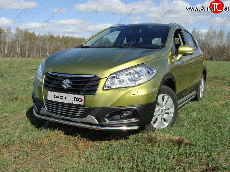 15 549 р. Защита переднего бампера нижняя d42,4 мм ТСС Тюнинг Suzuki SX4 JYB, JYA хэтчбэк дорестайлинг (2013-2016) (нержавейка)  с доставкой в г. Набережные‑Челны