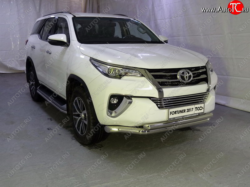 36 299 р. Защита передняя нижняя двойная 76,1*60,3 мм Тюнинг  Toyota Fortuner  AN160 (2015-2020) дорестайлинг (нержавейка)  с доставкой в г. Набережные‑Челны