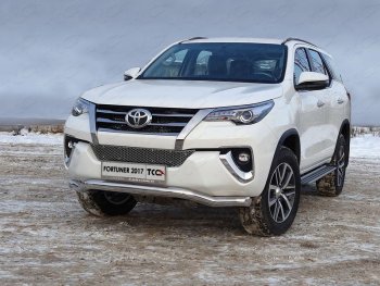 Защита переднего бампера волна d76,1 мм ТСС Тюнинг Toyota Fortuner AN160 дорестайлинг (2015-2020)  (нержавейка)