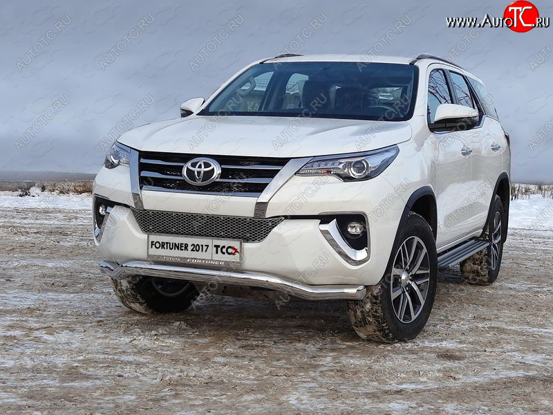 29 599 р. Защита переднего бампера волна d76,1 мм ТСС Тюнинг Toyota Fortuner AN160 дорестайлинг (2015-2020) (нержавейка)  с доставкой в г. Набережные‑Челны