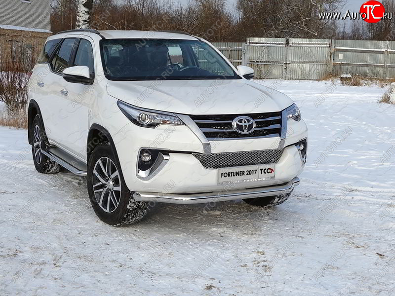 25 599 р. Защита переднего бампера нижняя 76,1 мм ТСС Тюнинг Toyota Fortuner AN160 дорестайлинг (2015-2020) (нержавейка)  с доставкой в г. Набережные‑Челны