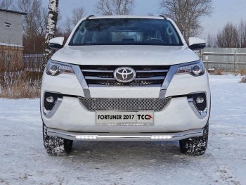 39 749 р. Защита переднего бампера нижняя с ДХО 76,1 мм ТСС Тюнинг  Toyota Fortuner  AN160 (2015-2020) дорестайлинг (нержавейка)  с доставкой в г. Набережные‑Челны. Увеличить фотографию 1