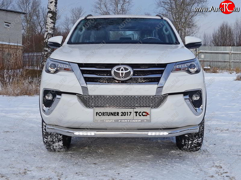 39 749 р. Защита переднего бампера нижняя с ДХО 76,1 мм ТСС Тюнинг  Toyota Fortuner  AN160 (2015-2020) дорестайлинг (нержавейка)  с доставкой в г. Набережные‑Челны